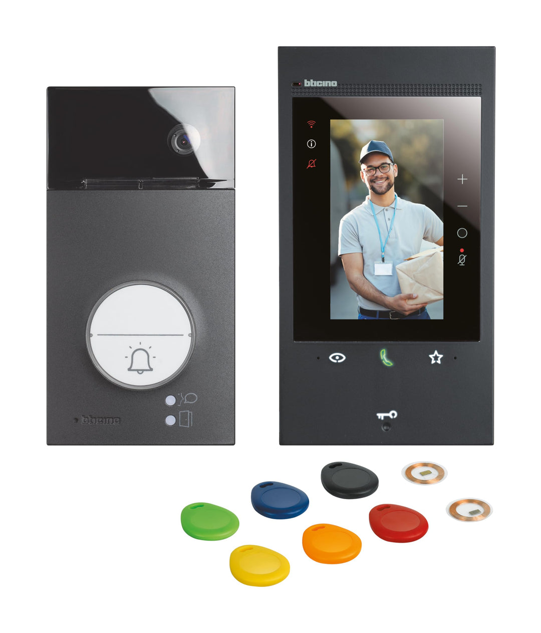BTICINO, Flex‘ONE-Set Classe 300EOS with Netatmo in Schwarz & Linea 3000 in Schwarz, smarte Wi-Fi-Vi