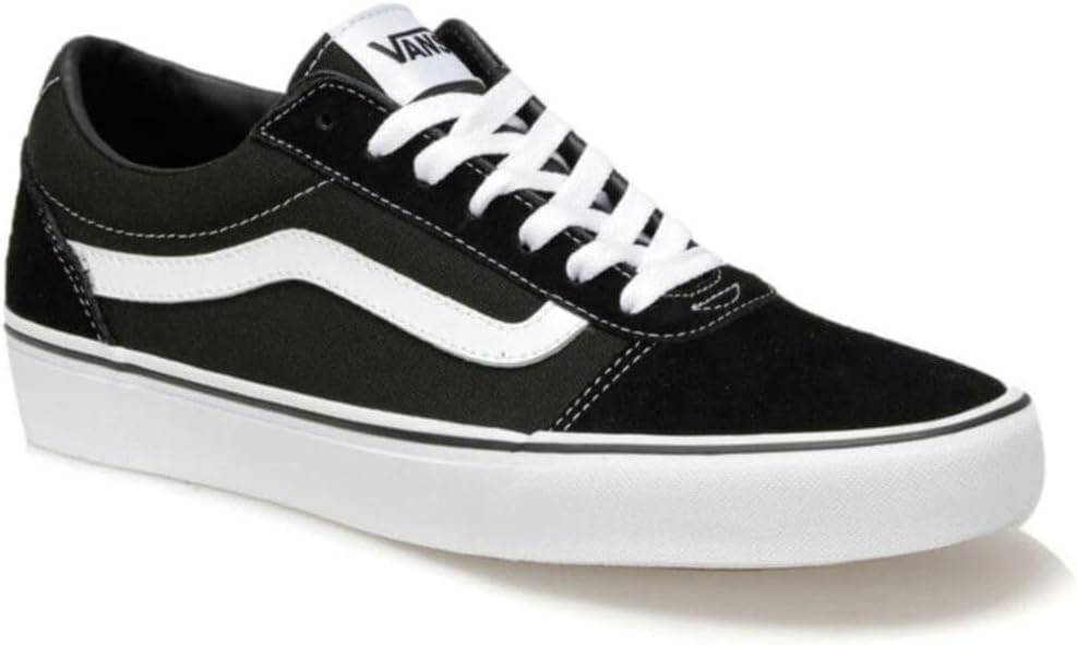 Vans Herren Ward Sneaker 38.5 EU Suede Canvas Black White, 38.5 EU Suede Canvas Black White