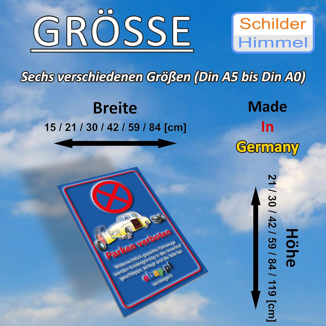SCHILDER HIMMEL Parkverbot Parken verboten Ebay Schild 59x42cm Alu-Verbund mit Klebestreifen, Nr 53