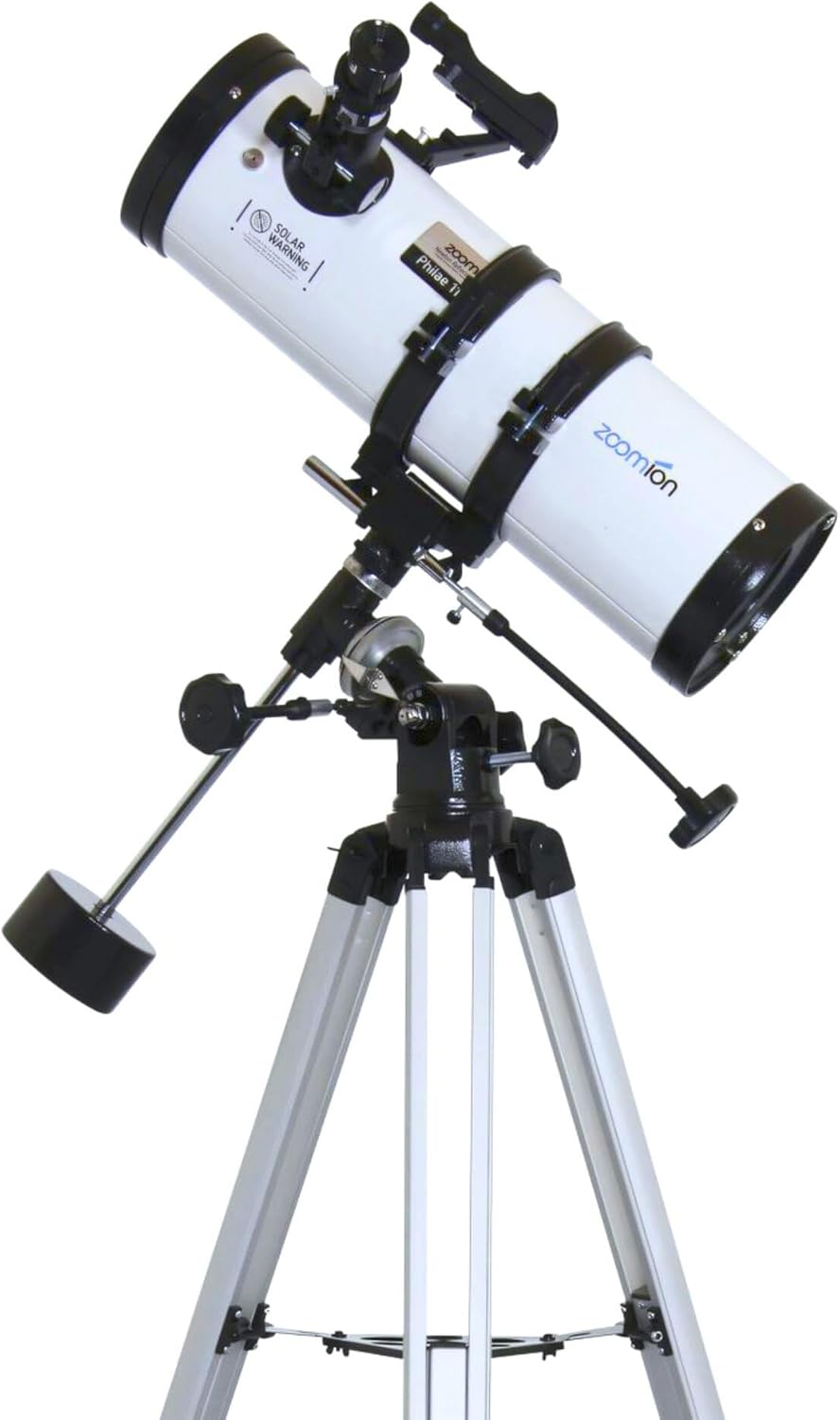 Zoomion Philae 114/500 EQ Spiegelteleskop - Astronomisches Teleskop Set mit Stativ, Montierung und O