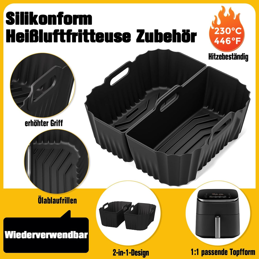 Airfryer Silikonform für Cosori Turboblaze 5,5L/5,7L/6L/6,2L/6,4L, 3 Stk Silikoneinsatz Heissluftfri