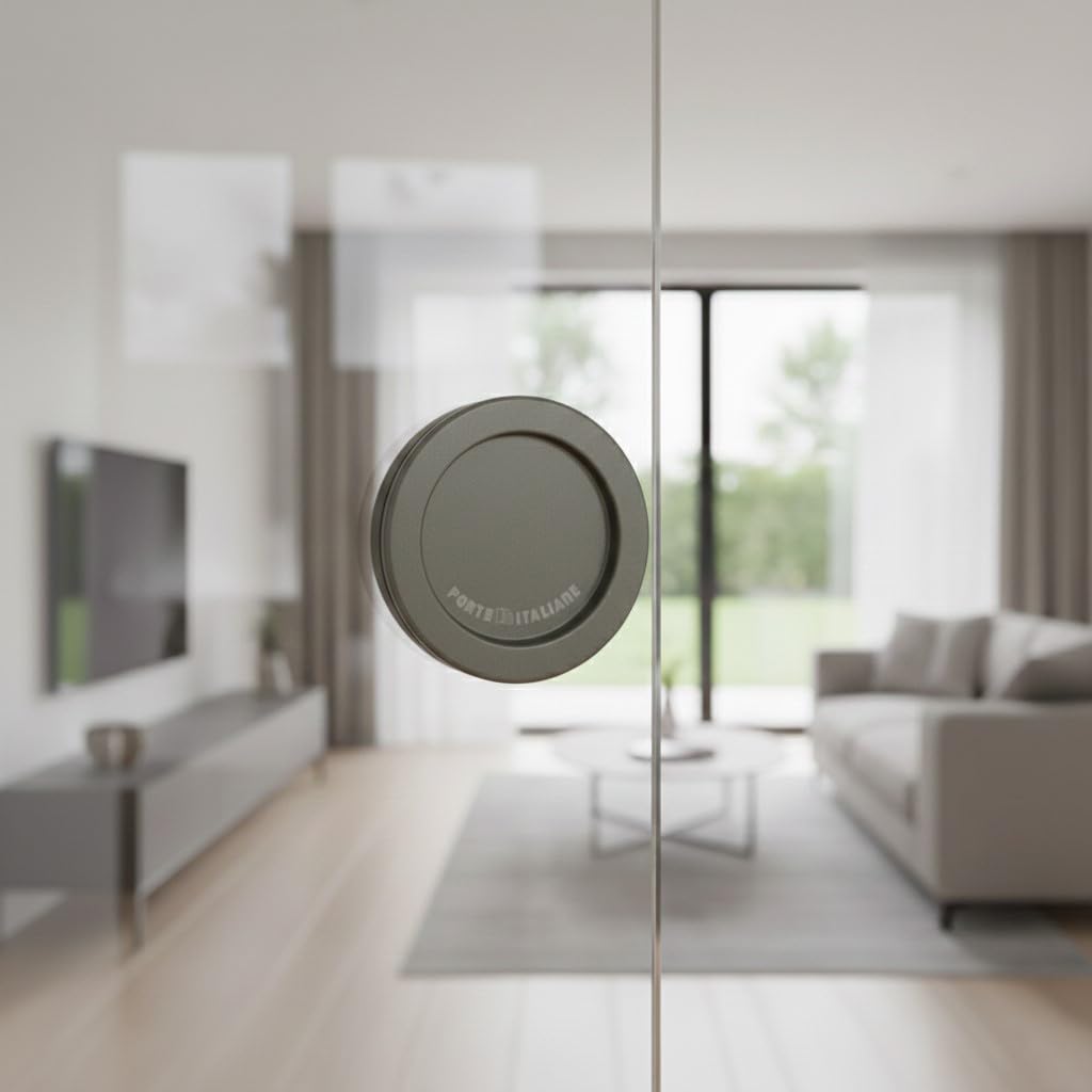 FIP Paar Türgriff aus Glas mit 3M-Aufklebern (Aluminium SIDERALgrau) ALLUMINIO GRIGIO SIDERALE, ALLU