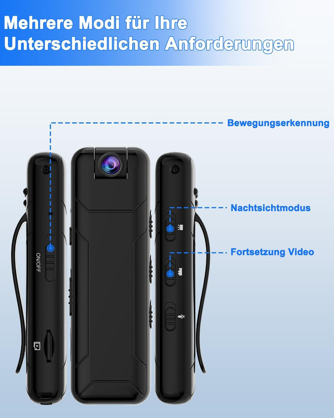 Bextgoo Body Cam, Mini Kamera ohne WLAN, 1080P Kleine Kamera mit 32GB TF Karte,10 Stunden Akkulaufze