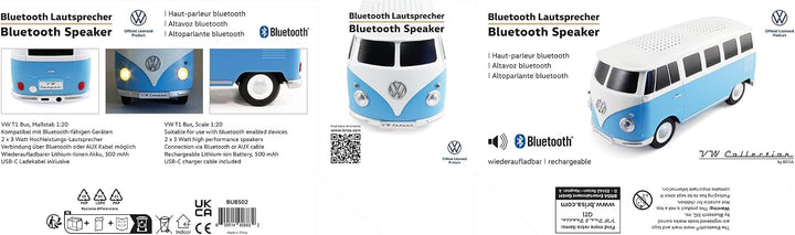BRISA VW Collection - T1 Bulli Bus Bluetooth Lautsprecher Tragbar Mini-USB | Volkswagen 1:20 Modell