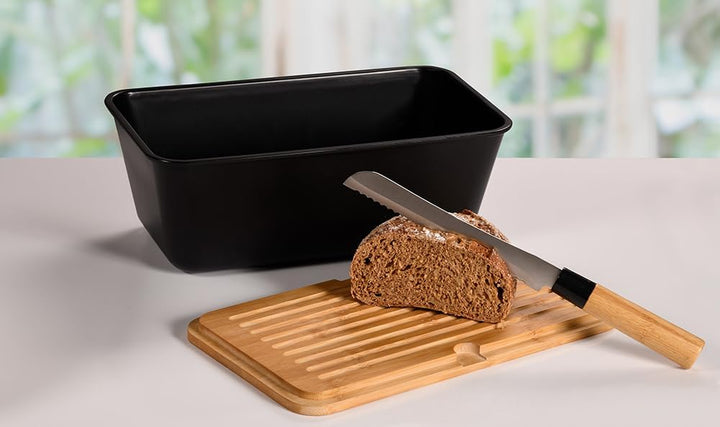 Kesper | Brotbox, Material: Kunststoff, Bambus, Masse: B: 35 x H: 13,5 x T: 20 cm, Farbe: Schwarz, B