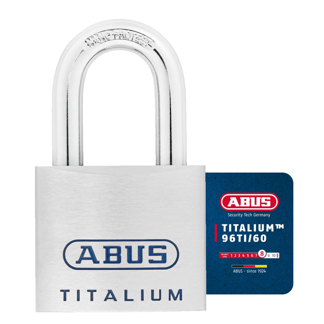 ABUS Titalium Vorhängeschloss 96TI/60 - leichter Schlosskörper aus massivem Spezial-Aluminium - Kell
