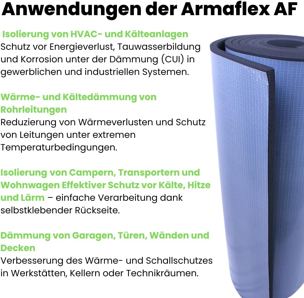 ArmaFlex AF Kautschuk-Dämmmatte selbstklebend 13mm - 25cm x 1m Isolierung | Effiziente Kälte- und Wä