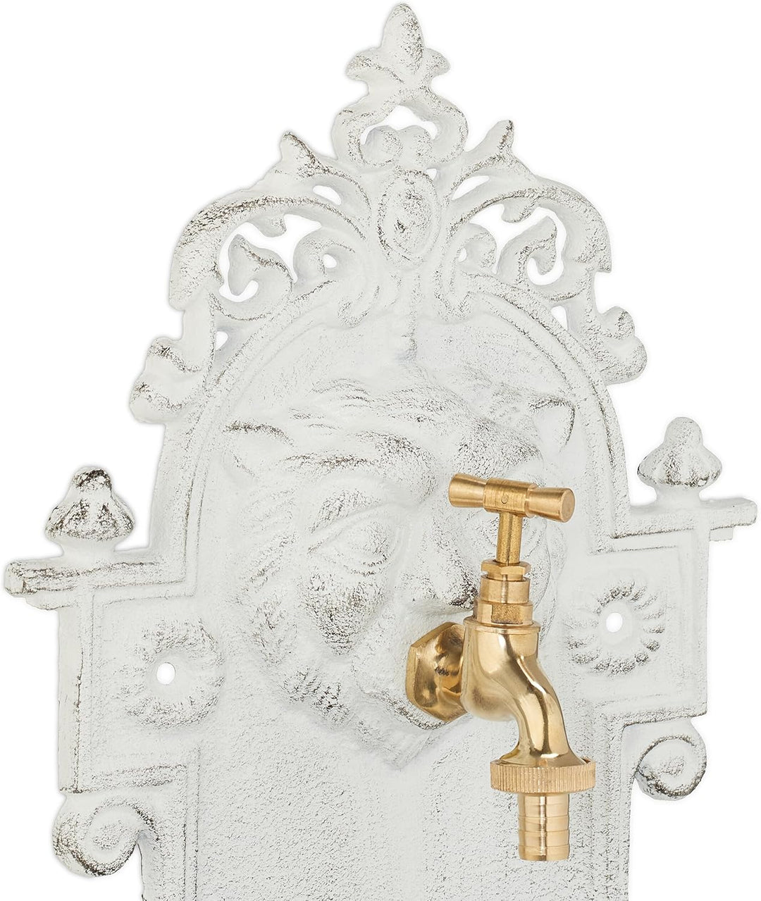 Relaxdays Wandbrunnen, Wasserspeier, Waschbecken & Wasserhahn, Gartenbrunnen HBT 61 x 35 x 18 cm, Gu