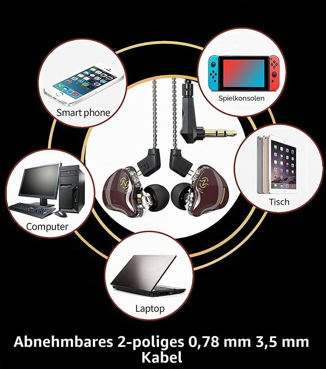 Yinyoo In Ear Monitor Kopfhörer CCZ Coffee Bean Over Ear Ohrhörer Kabelgebundener Kopfhörer mit 1DD