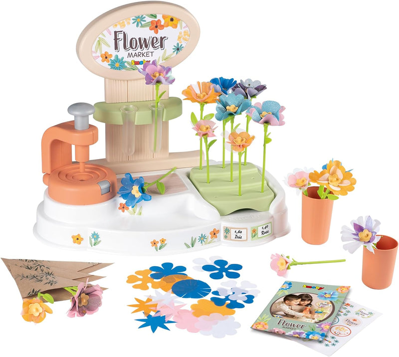 Smoby - Kreativ-Set Flower Market - Bastelset zur Herstellung von individuellen Stoff-Blumen und Blu