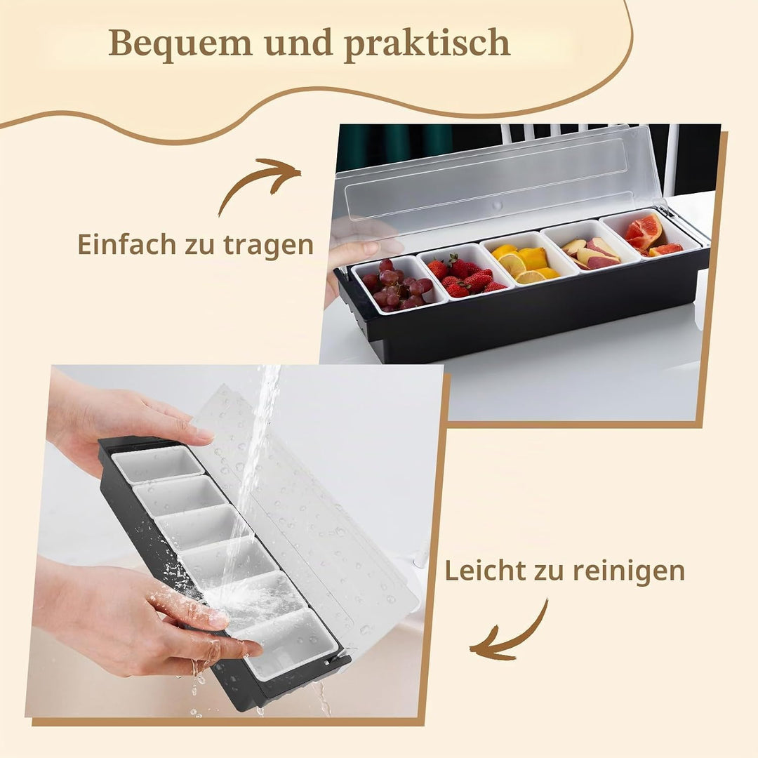 Gewürztrennbox, Gewürzbehälter, 6 Kästchen Transparenter Zutatenbehälter mit Deckel, Abnehmbares Gew