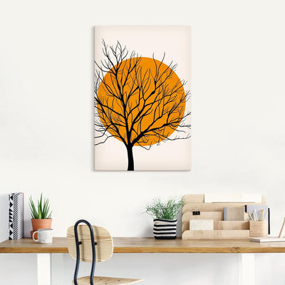 ARTland Leinwandbilder Wandbild Bild auf Leinwand 40x60 cm Wanddeko Minimalismus Sonne Baum Silhouet