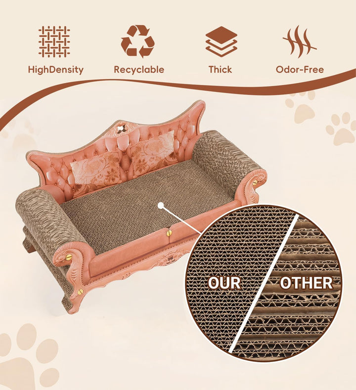 Kratzsofa für Katzen, Dickes Kratzpappe-Bett(23,62 × 10,24 × 5,51 Zoll) | Langlebige Kratzmatten für