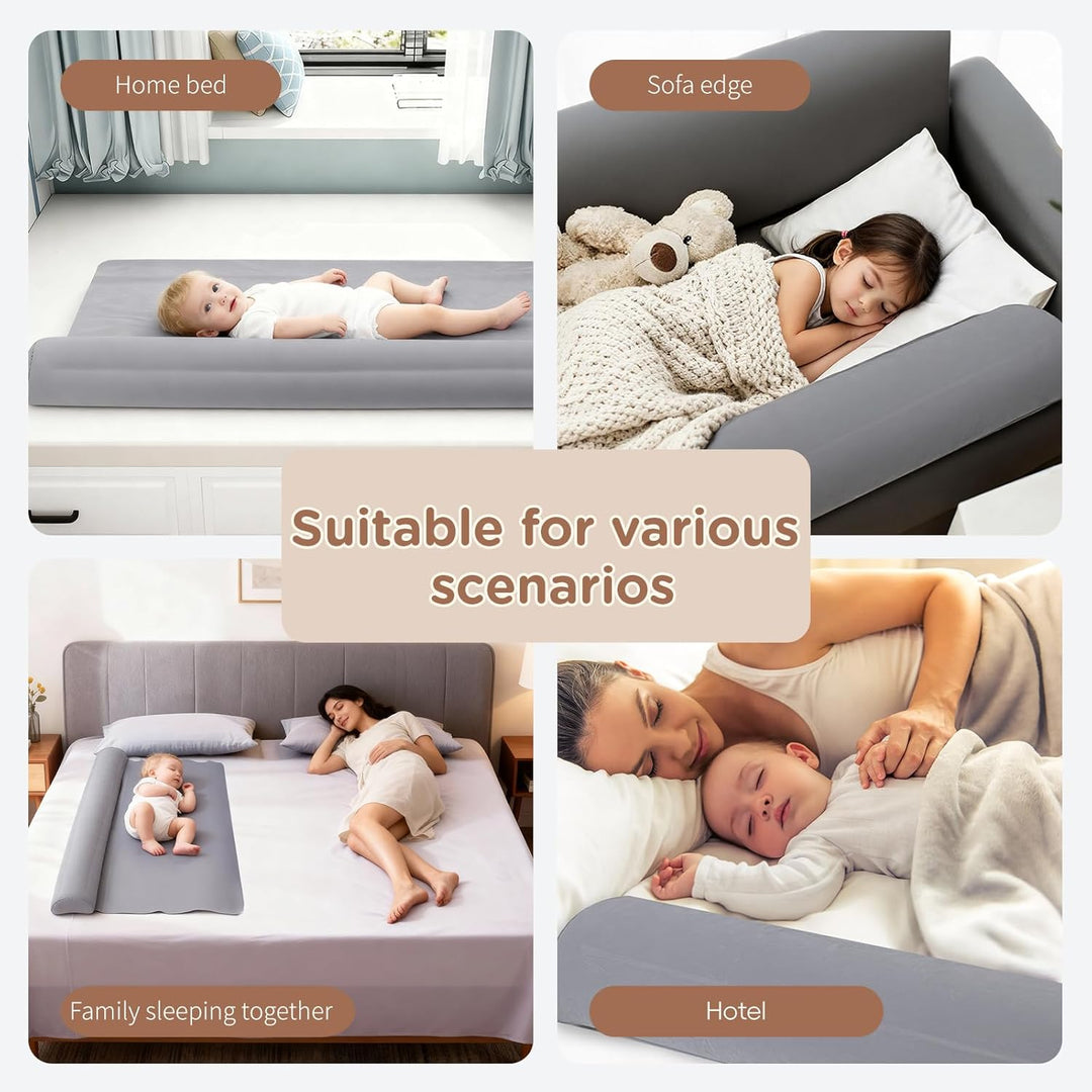 Vinteky Aufblasbarer Rausfallschutz,148cm Tragbares Faltbares Bettgitter für Kinder&Baby, Rausfallsc