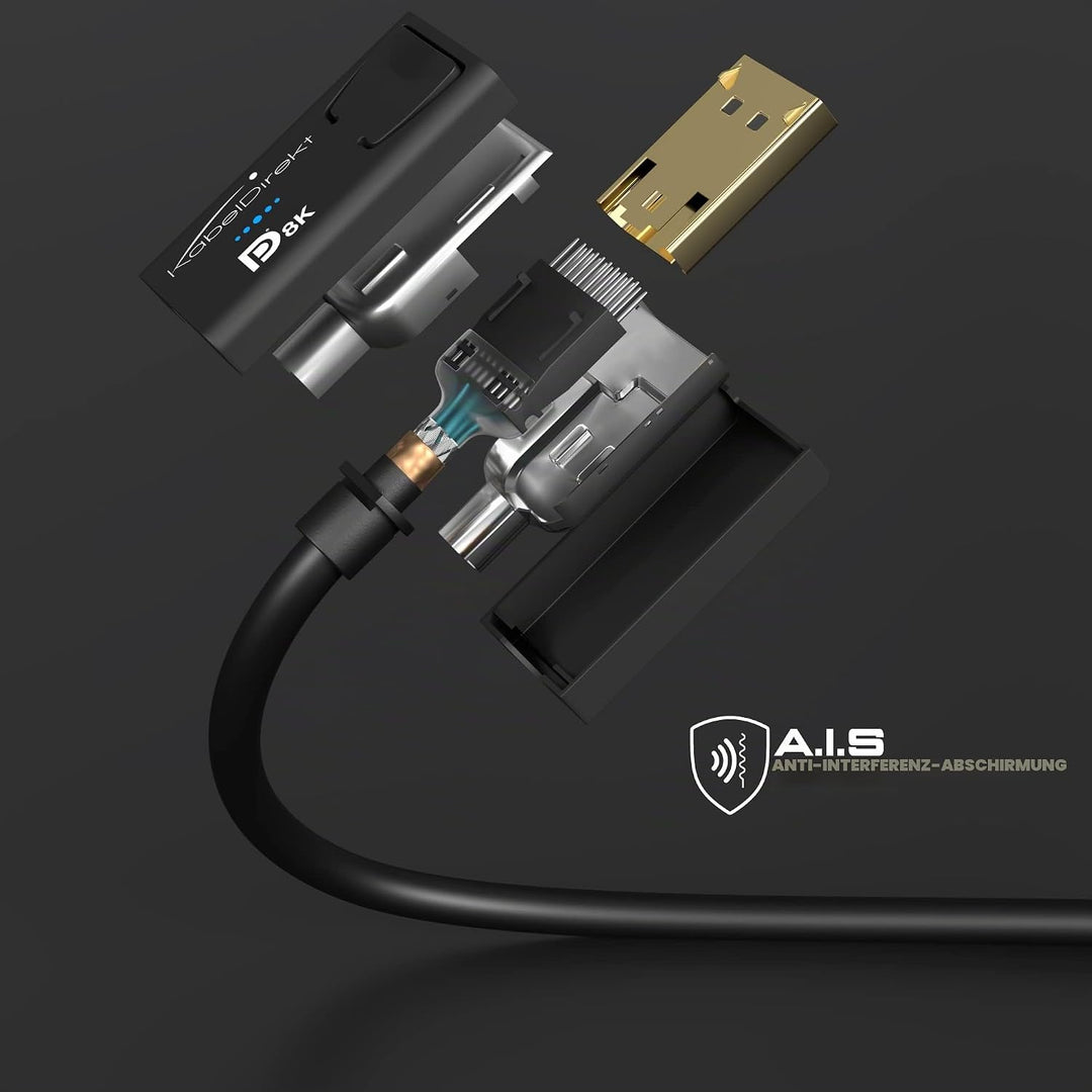 KabelDirekt – 8K DisplayPort Kabel &amp; DP Kabel, mit spezieller A.I.S. Schirmung &amp; offizieller VESA Ze