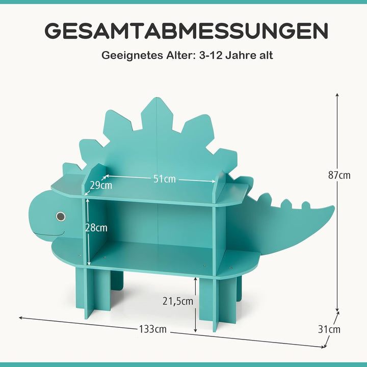 COSTWAY Kinderregal 2 Ebenen, Spielzeugregal Holz mit offenen Regalen, Niedliches Bücherregal Kinder