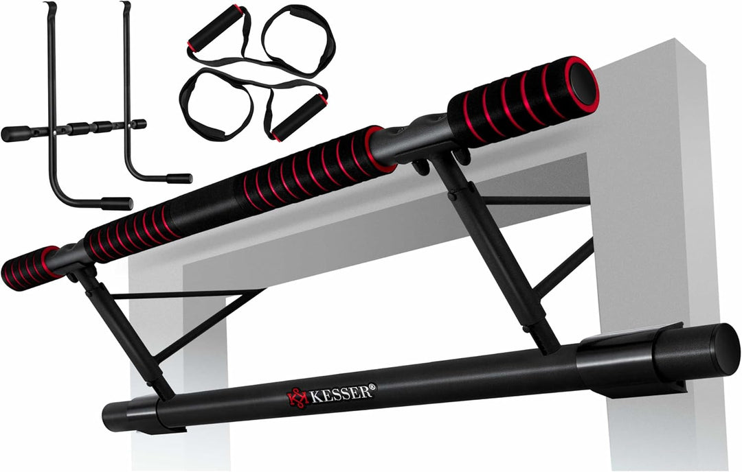 KESSER® 4in1 Premium Klimmzugstange inkl. DIP-Station & Power Ropes, klappbare Türreck, sichere Türr