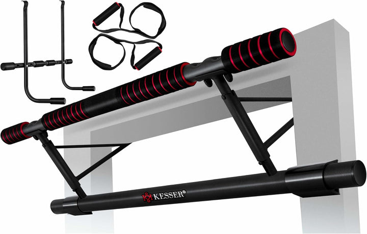 KESSER® 4in1 Premium Klimmzugstange inkl. DIP-Station & Power Ropes, klappbare Türreck, sichere Türr