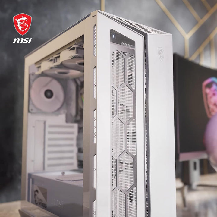 MSI MPG GUNGNIR 110R WHITE Mid-Tower PC Gehäuse - Gehärtetes Glas, unterstützt ATX, M-ATX, Mini-ITX,