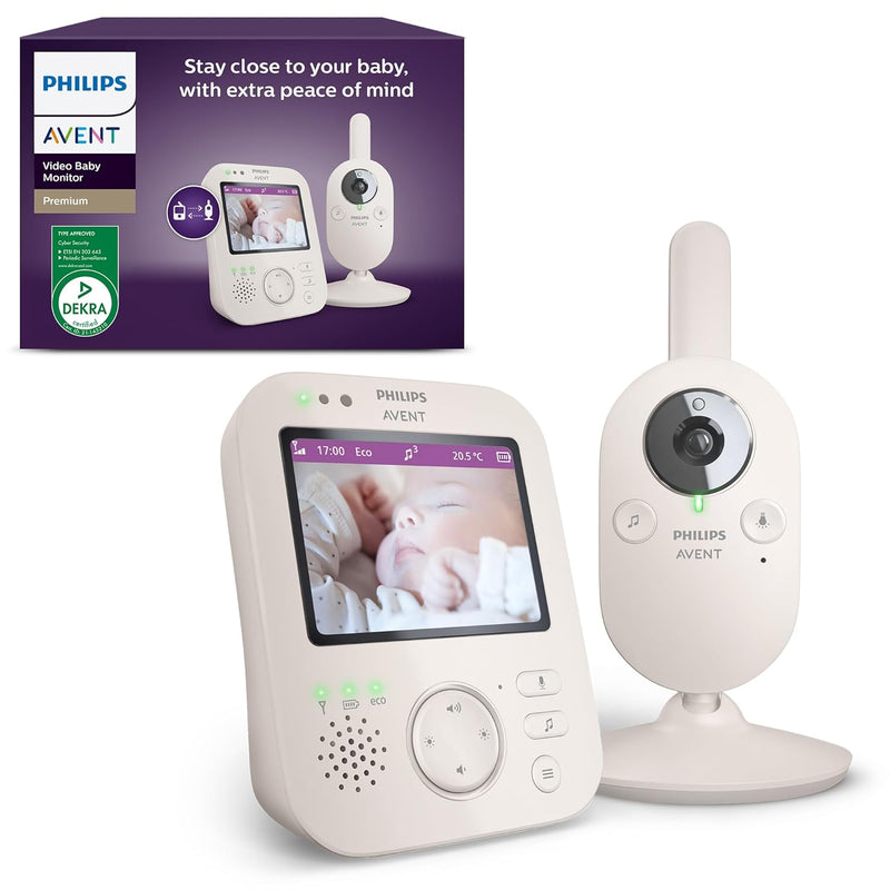 Philips Avent Babyphone mit Kamera Premium – sicheres Video Babyphone, 3,5 Zoll Bildschirm, 4-Fach Z