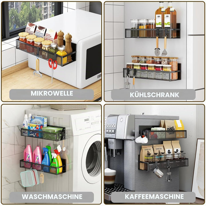 Magnetisches Gewürzregal für Kühlschrank, 2 Pack Magnetregal, Kühlschrank Magnet Organizer mit beweg