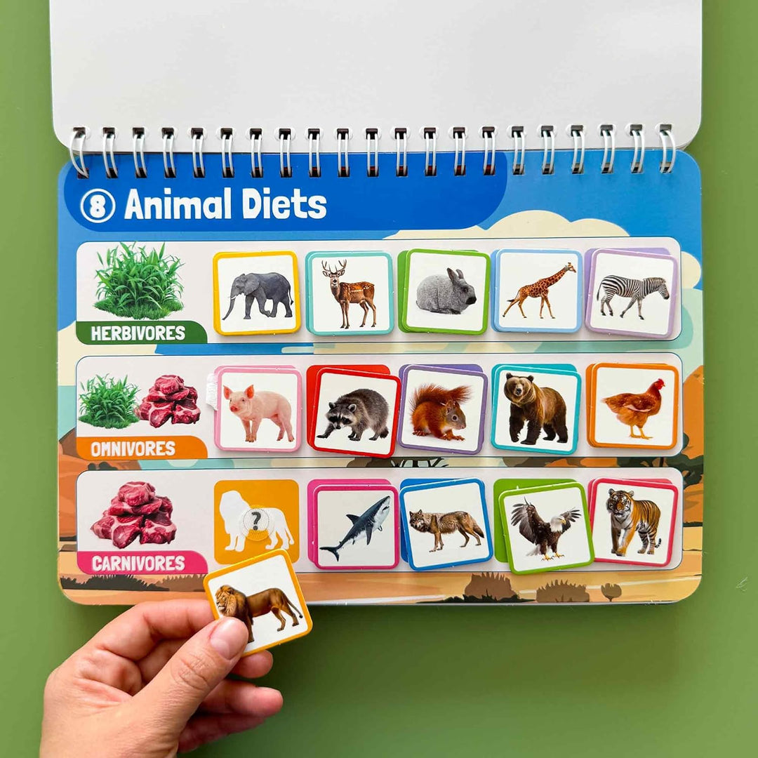 QUOKKA Montessori Spielzeug Busy Book ab 3 4 Jahre - Wildtiere 15 Bildungsaktivitäten - Vorschule Le