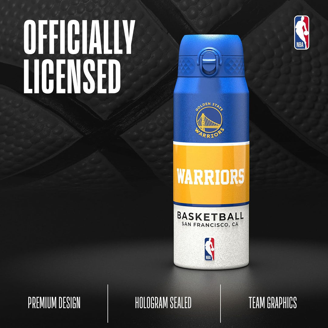 NBA Golden State Warriors Trinkflasche Mit Herausnehmbarem Strohhalm, 750ml/24oz, Auslaufsichere Iso