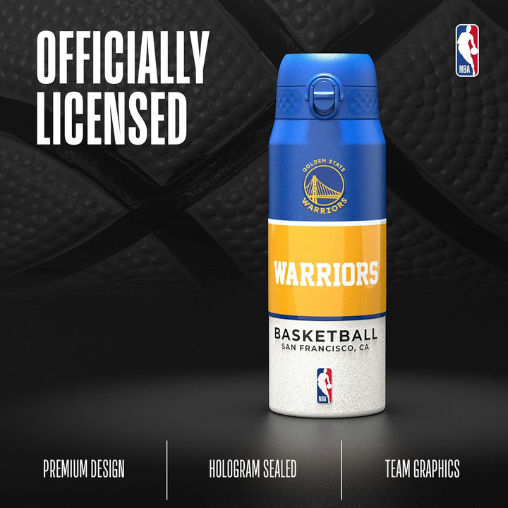 NBA Golden State Warriors Trinkflasche Mit Herausnehmbarem Strohhalm, 750ml/24oz, Auslaufsichere Iso
