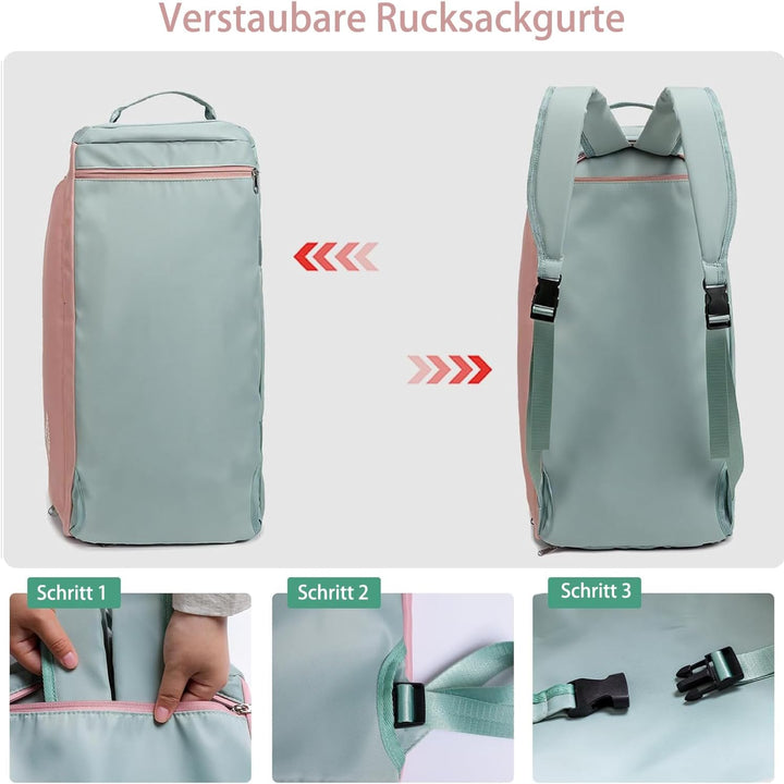 Sporttasche für Damen - Sporttasche Damen Gross Reisetasche Gross mit Schuhfach und Nassfach, Faltba