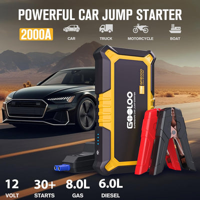 GOOLOO GP2000 Auto Starthilfe Powerbank, 2000A Spitze Starthilfe, Supersafe 12V Booster Auto Starthi