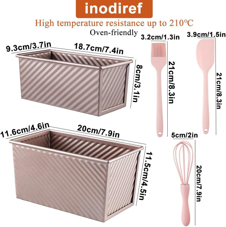 2 Stück Toastbrot Backform Mit Deckel 450g&230g Teig Antihaft Kastenform Mit Deckel,Roségold Wellen