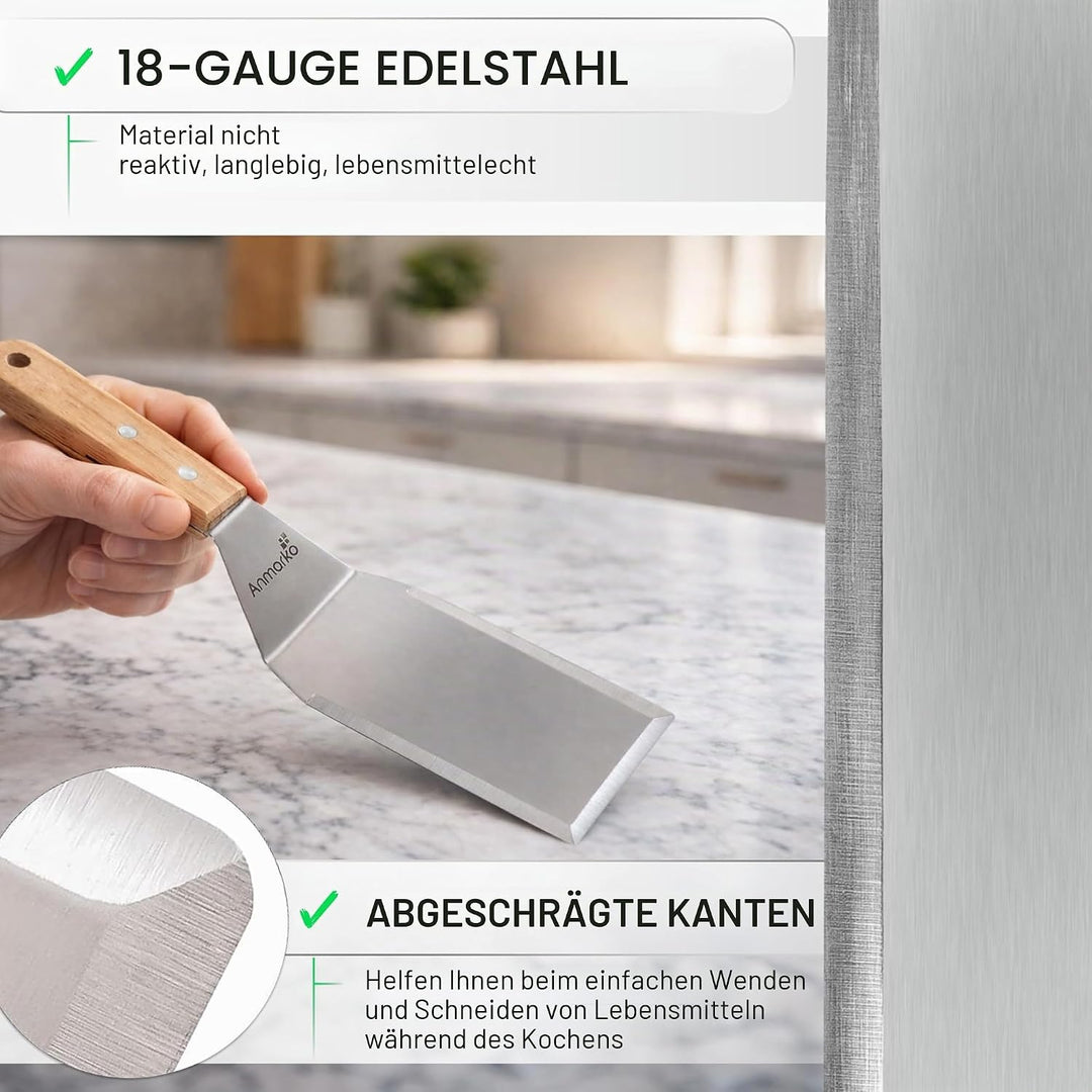 Exklusives Grillwender Set aus hochwertigem Edelstahl - BBQ Grillset in erstklassiger Qualität für H
