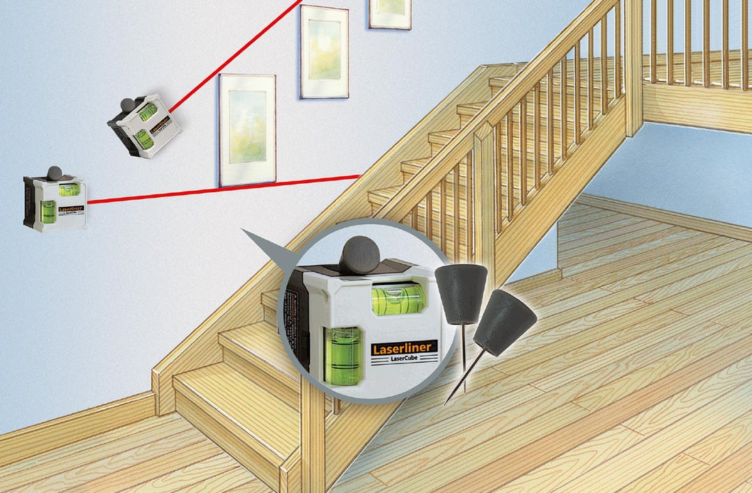 Laserliner Mini Linienlaser, LaserCube, Laser Wasserwaage für horizontales und vertikales Ausrichten