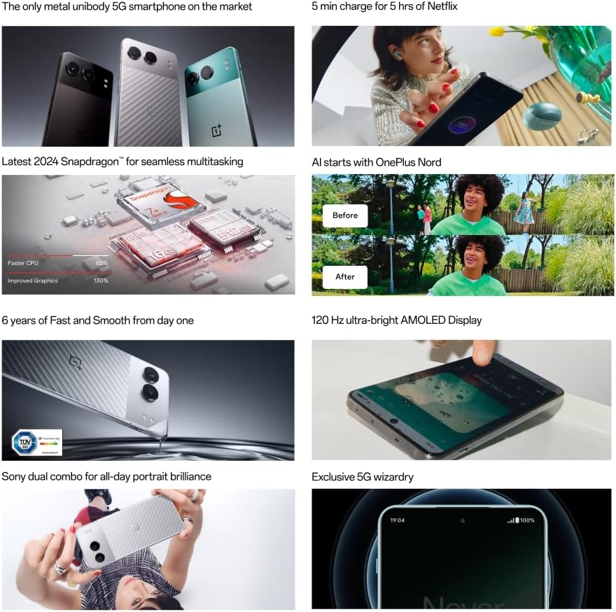 OnePlus Nord 4 5G 16GB RAM 512GB Speicher SIM-freies Smartphone mit 50 MP Dual-Kamera + OIS - Mercur