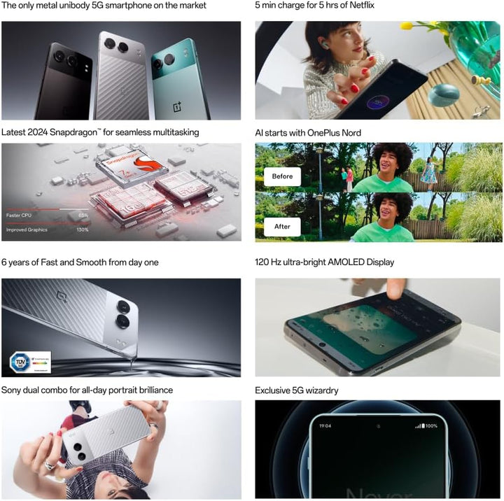 OnePlus Nord 4 5G 16GB RAM 512GB Speicher SIM-freies Smartphone mit 50 MP Dual-Kamera + OIS - Mercur