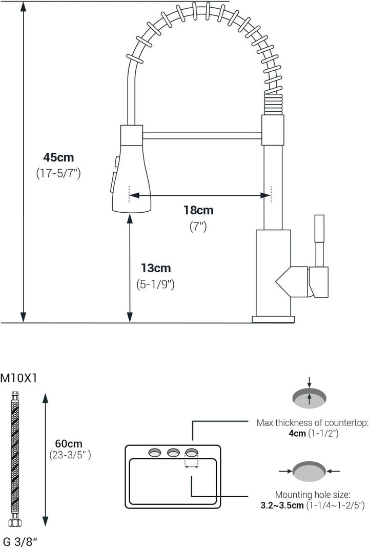 APPASO Wasserhahn Küche, Küchenarmatur mit Brause Hochdruck, Mischbatterie Küche mit 3 Strahlarten,
