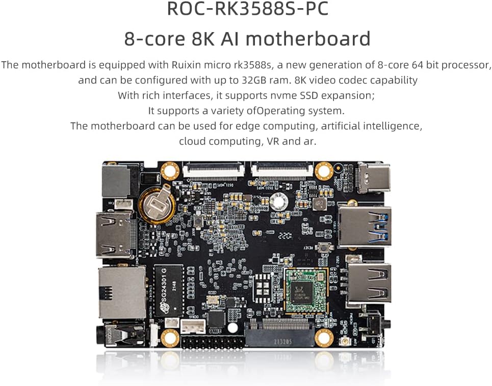 youyeetoo ROC-RK3588S-PC 8K AI Singal Board Computer mit HDMI 2.1 MIPI-DSI x2 DP1.4 MIPI-DSI M.2 PCI