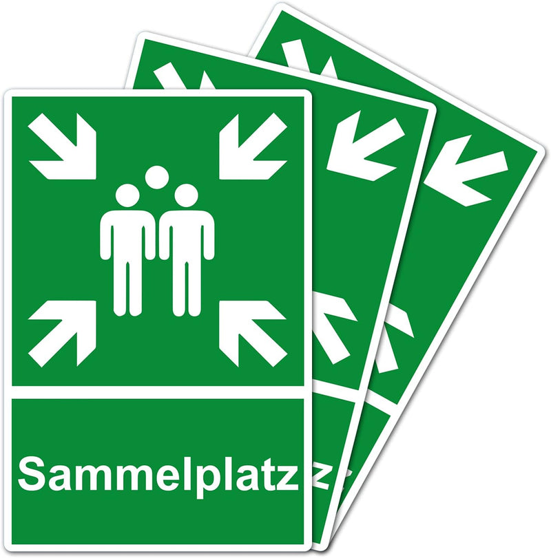 3 Stück XXL Sammelplatz Schild 30 x 40 cm aus stabiler PVC Hartschaumplatte 5 mm Sammelstelle Sammel