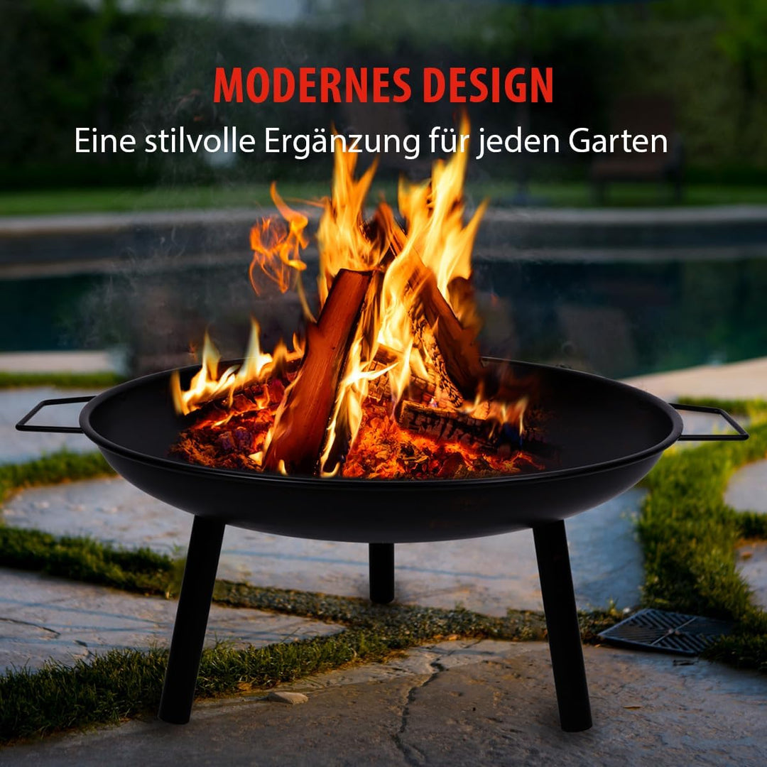 alpina Feuerschale Ø60 cm Feuerkorb mit Griffen - Feuertonne für den Garten - Terrassenofen für Bren