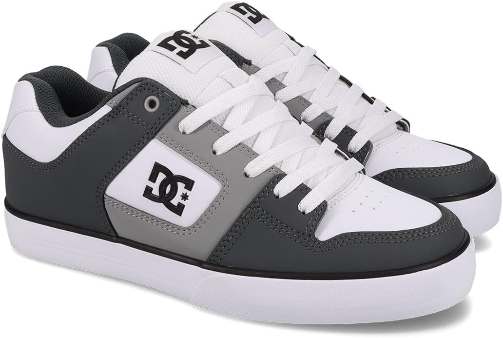 DC Pure Slim, Herren Sportschuhe - Skateboarding 43 EU Grey Grey White, 43 EU Grey Grey White