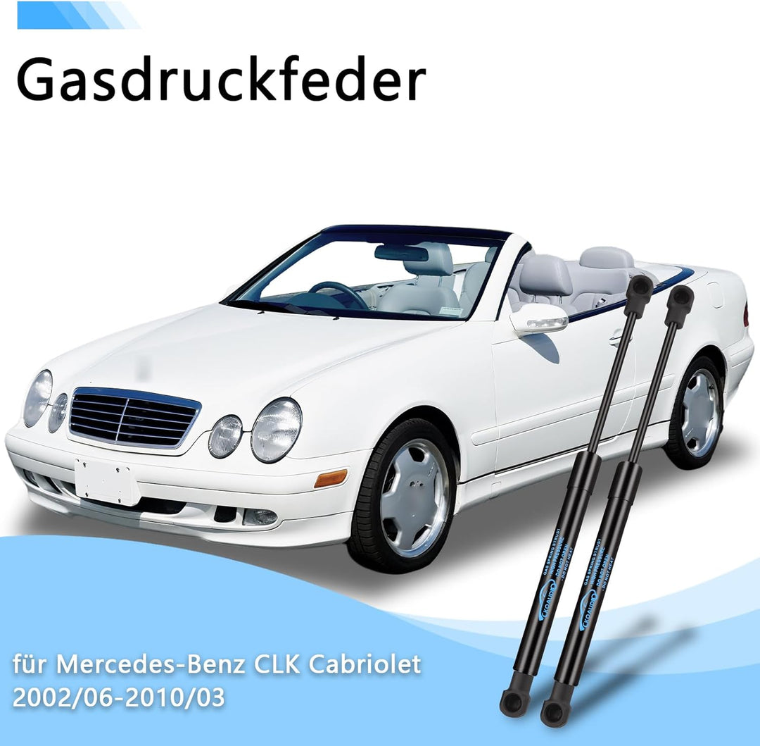 Koaudb 2Pcs Gasfeder Heckklappendämpfer für Mercedes-Benz CLK Cabriolet (A209)-Verdeck Gasdruckdämpf