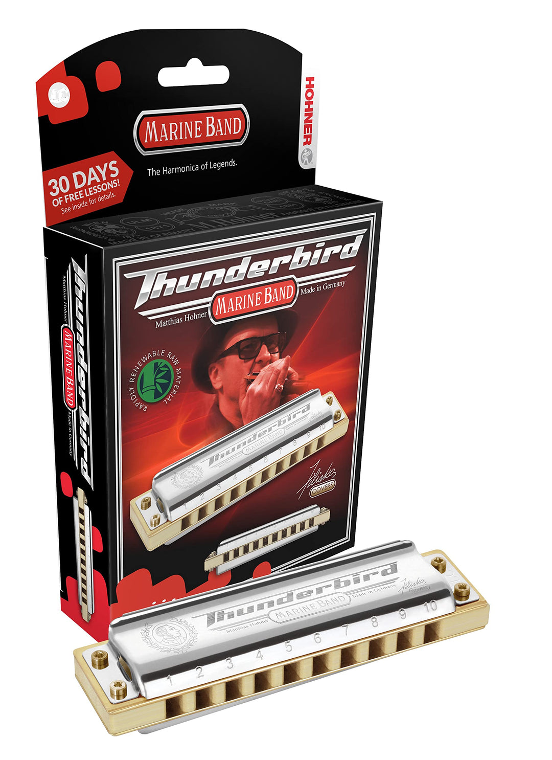 Hohner M2011BXL-C Marine Band Thunderbird Diatonic Harmonica, Key of LC, C