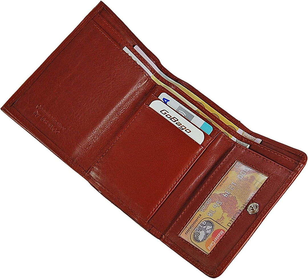 Branco Damen Geldbörse Leder 6 Farben, Portemonnaie Geldbeutel mit Metall Bügel, Knipser (Braun), Br