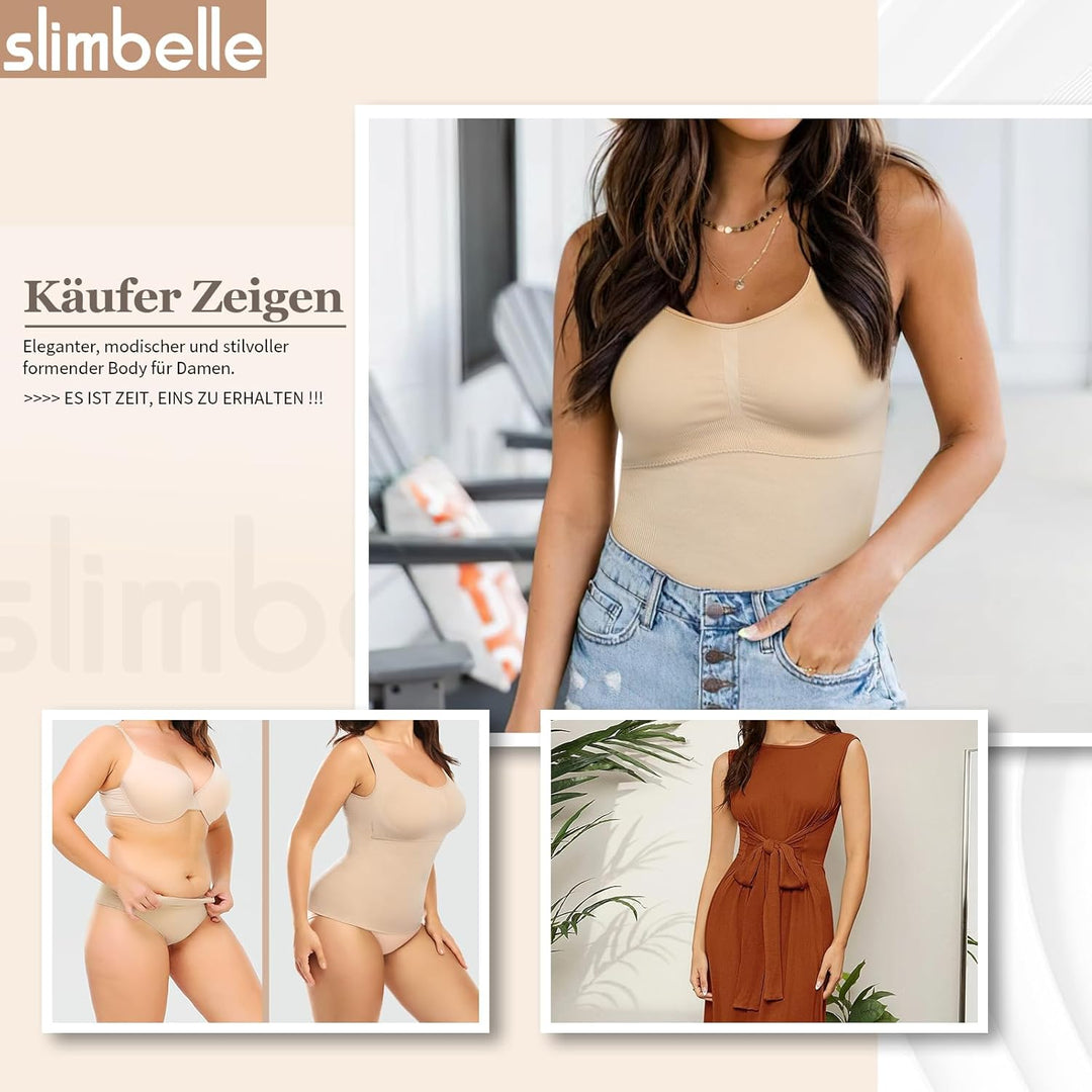 SLIMBELLE Damen Unterhemd BH Hemd Seamless Tank Top mit entfernbaren Cups Bauchweg Shapewear Top Ohn