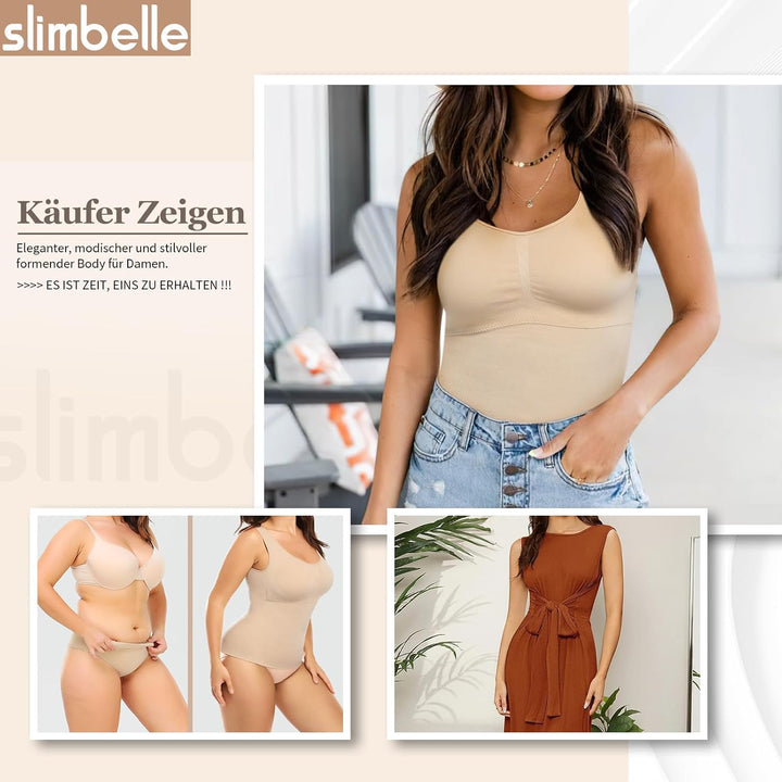 SLIMBELLE Damen Unterhemd BH Hemd Seamless Tank Top mit entfernbaren Cups Bauchweg Shapewear Top Ohn