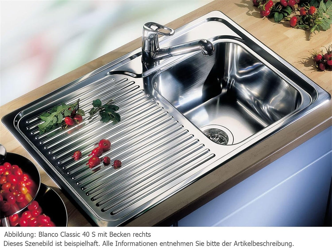 BLANCO CLASSIC 40 S | Edelstahl | Einbauart: Einbau von Oben | Hauptbecken rechts | ohne Ablauffernb
