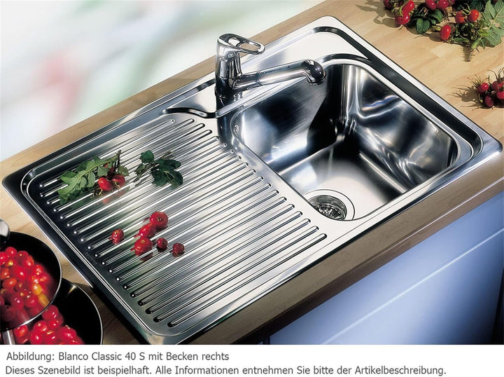 BLANCO CLASSIC 40 S | Edelstahl | Einbauart: Einbau von Oben | Hauptbecken rechts | ohne Ablauffernb