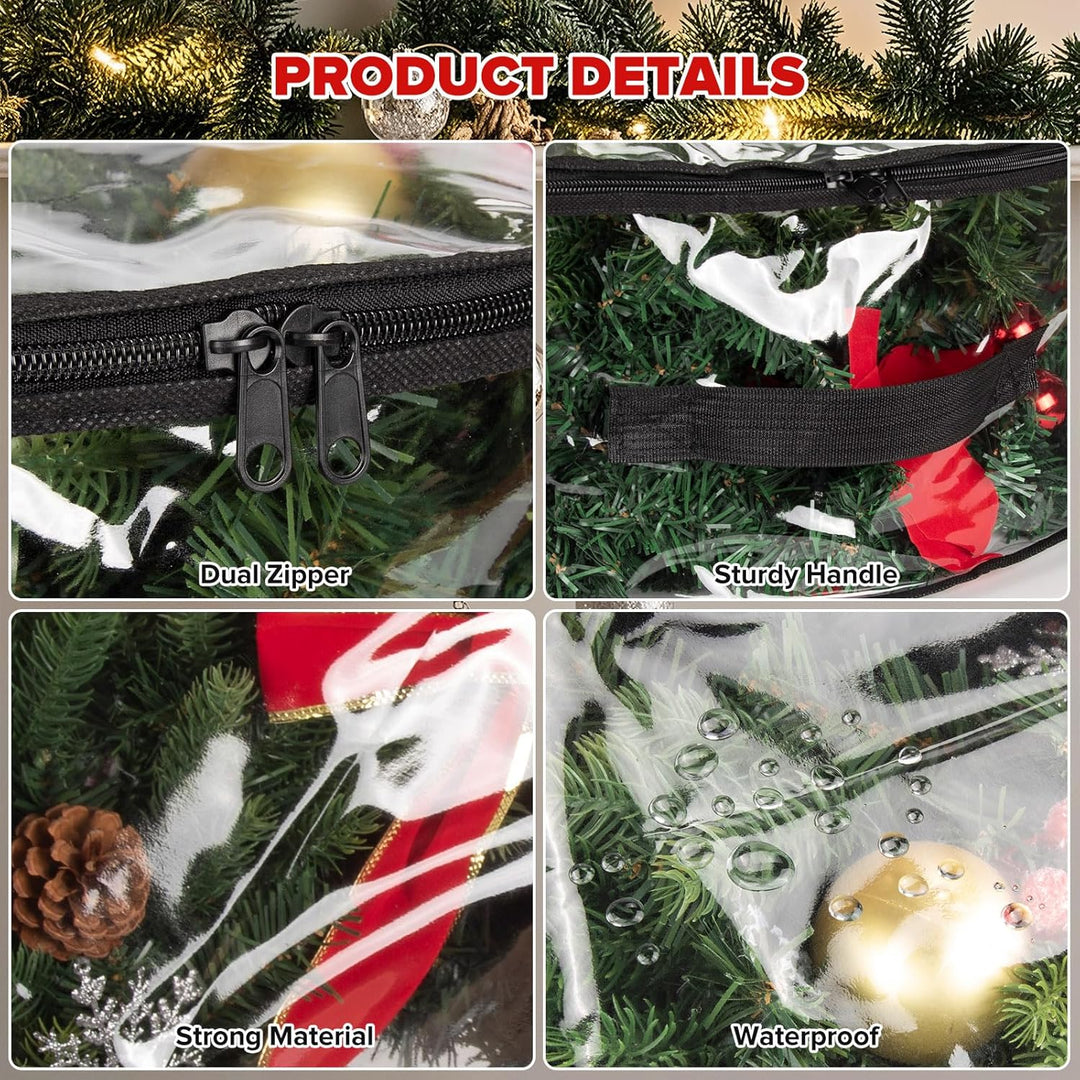 Transparente Aufbewahrungstasche für Weihnachtskranz, Girlande, wasserdicht, Weihnachtsdekoration, O