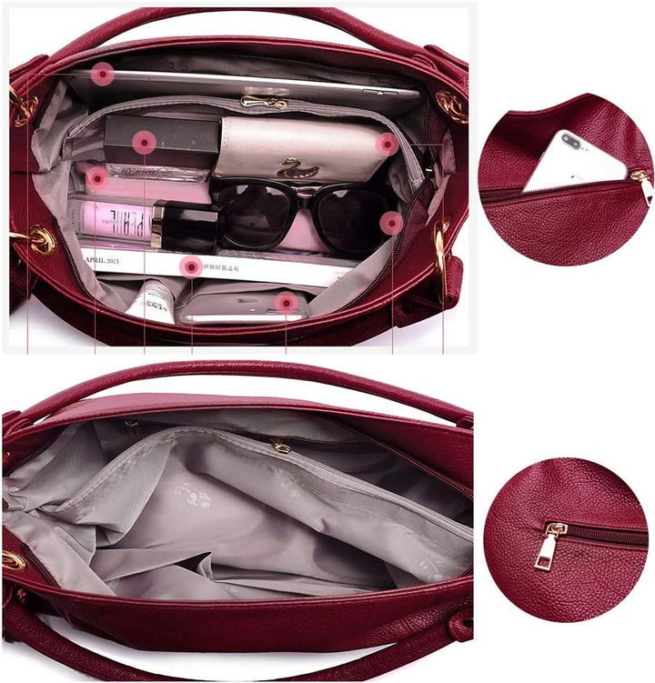 Kris Anna Hobo Quaste Damen Schultertaschen Handtasche Weinrot, Weinrot