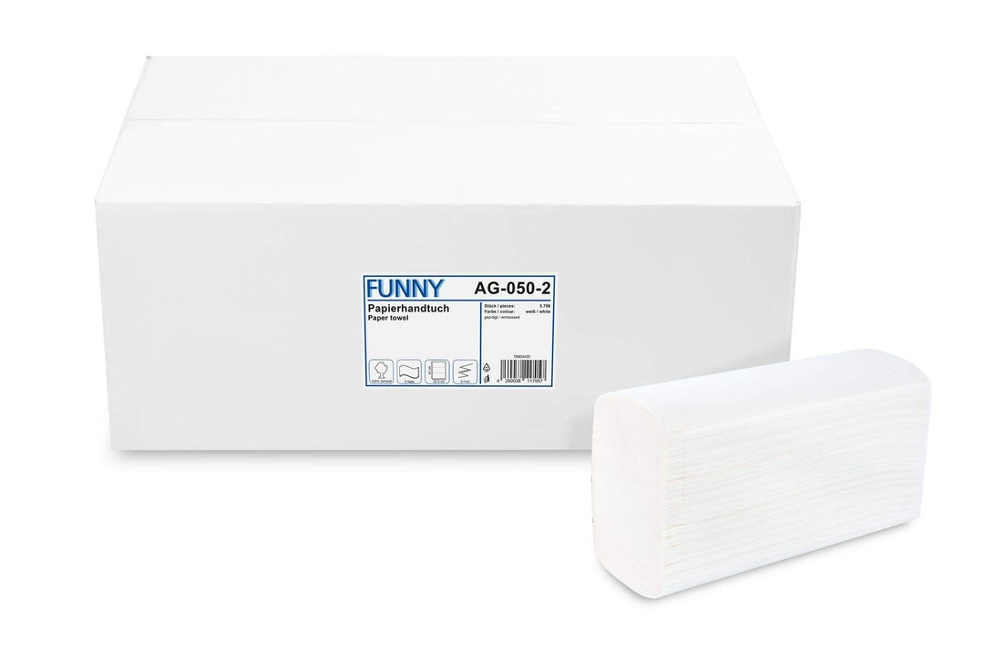 Funny Papierhandtuch, Z-Interfold, 20.6 x 24 cm, gefaltet 8,5 cm tief, 2lag, hochweiss, 3750 Blatt,